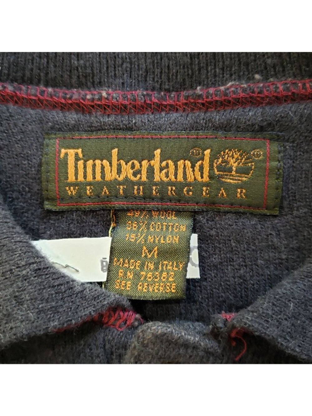 90sTimberland WeatherGear Wool and Cotton Mens Sweater Italy Long Sleeve - Picture 2 of 8